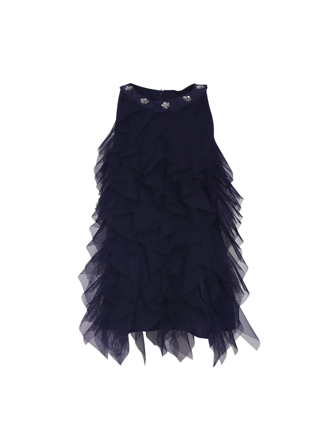 

A Little Fable Navy Blue Crepe A-Line Dress