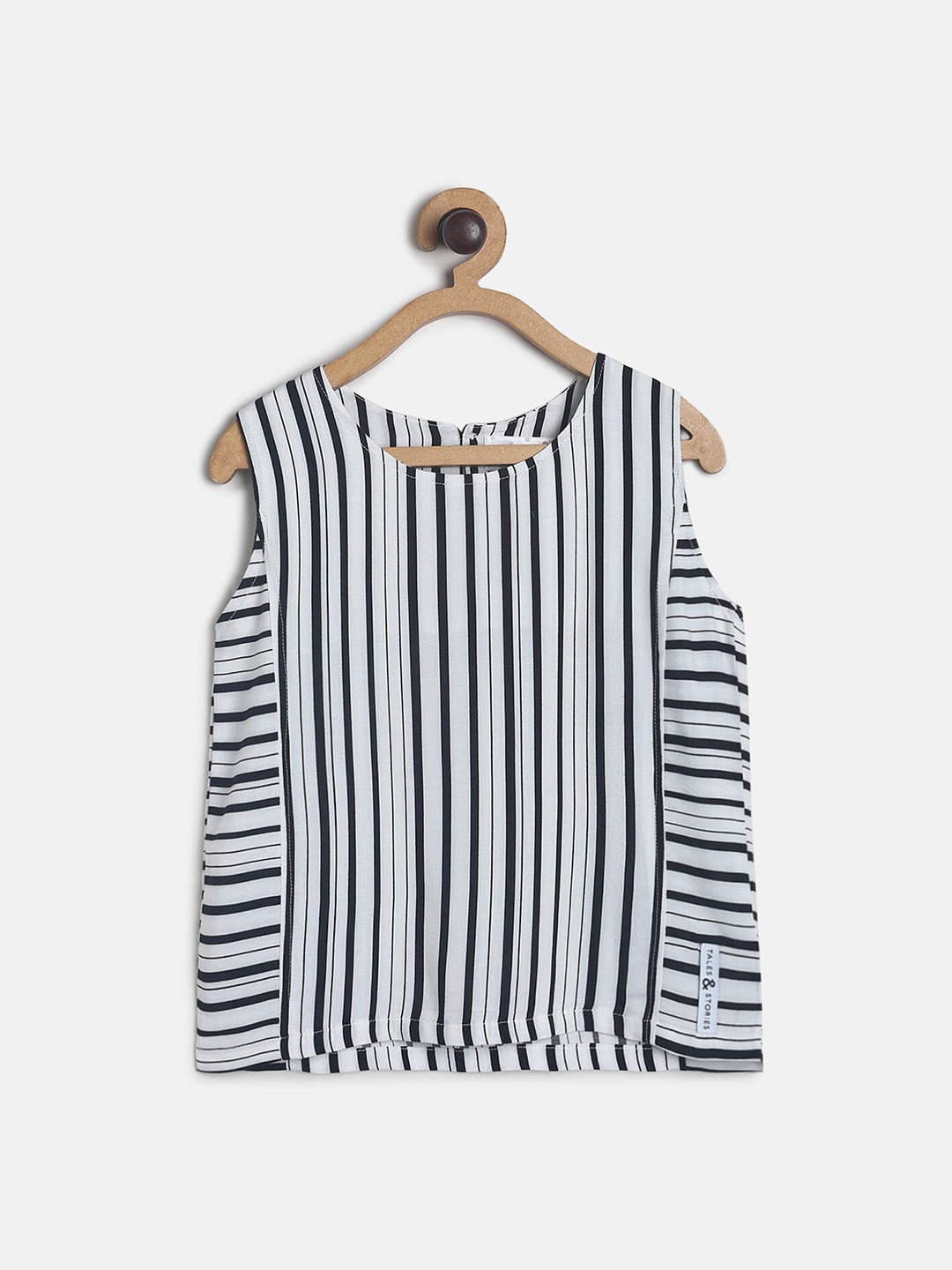 

TALES & STORIES White & Black Striped Regular Top