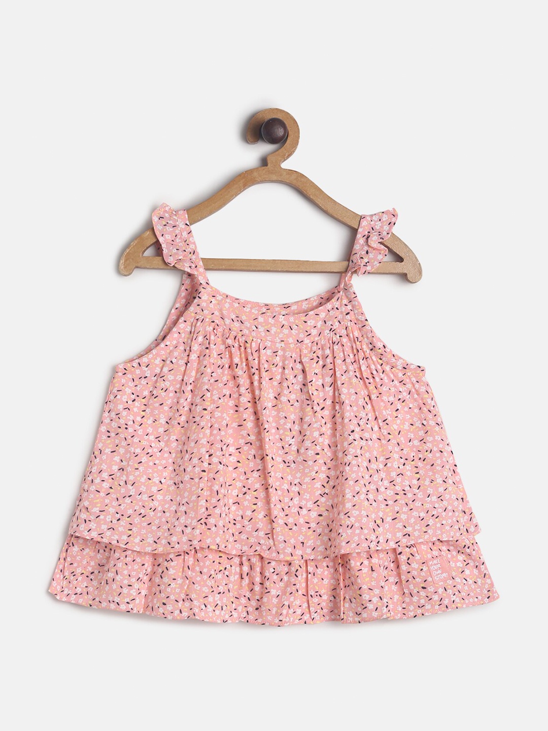 

TALES & STORIES Pink Floral Regular Pure Cotton A-Line Top