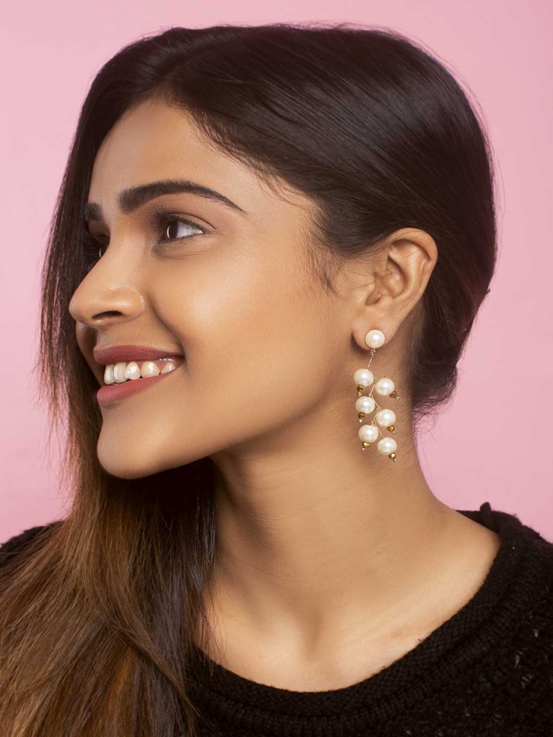 

ToniQ Gold-Toned Contemporary Drop Earrings