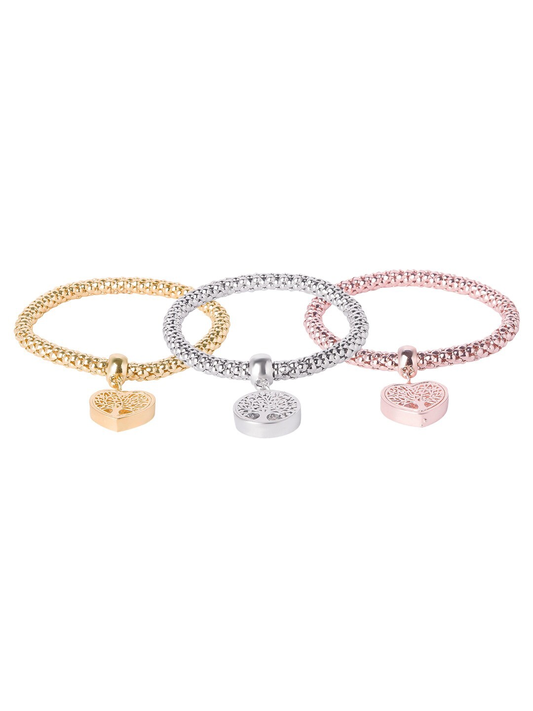 

Moon Dust Women Set of 3 Gold-Toned & Silver-Toned Brass Charm Bracelet