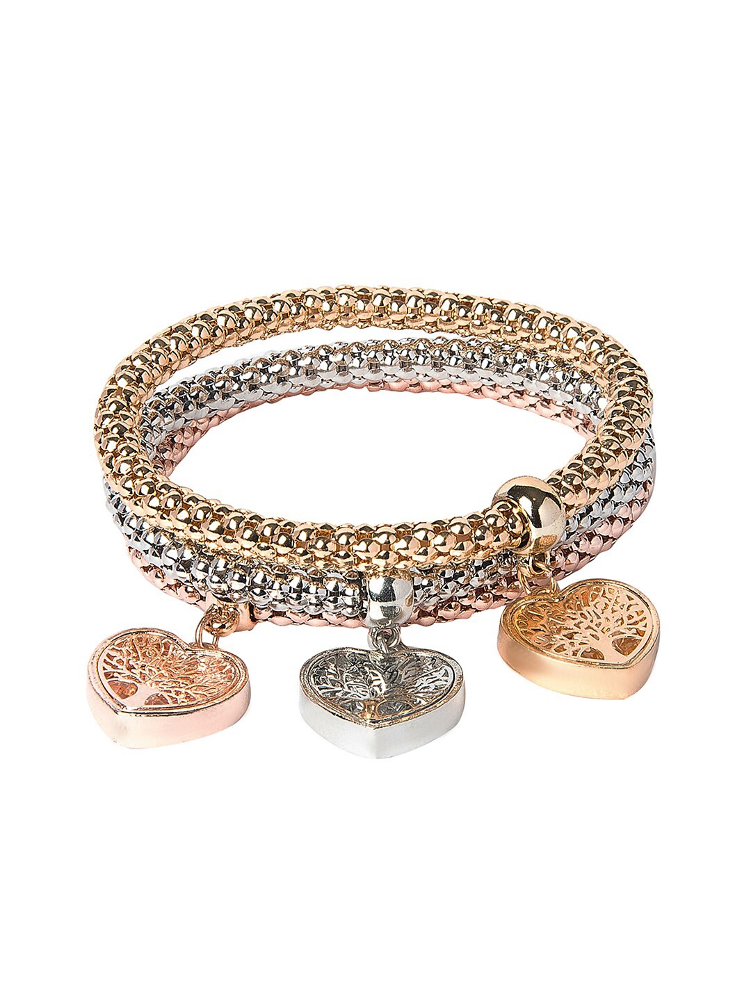 

Moon Dust Set-3 Women Gold-Toned & Rose Gold Brass Gold-Plated Charm Bracelet