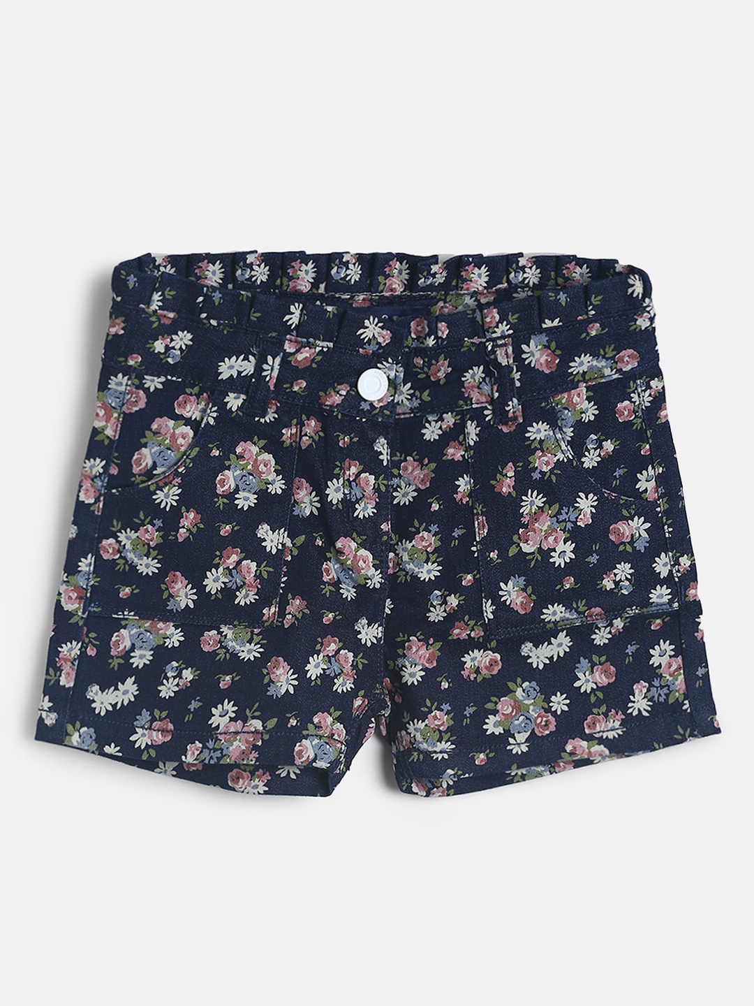 

TALES & STORIES Girls Blue Floral Printed Regular Shorts