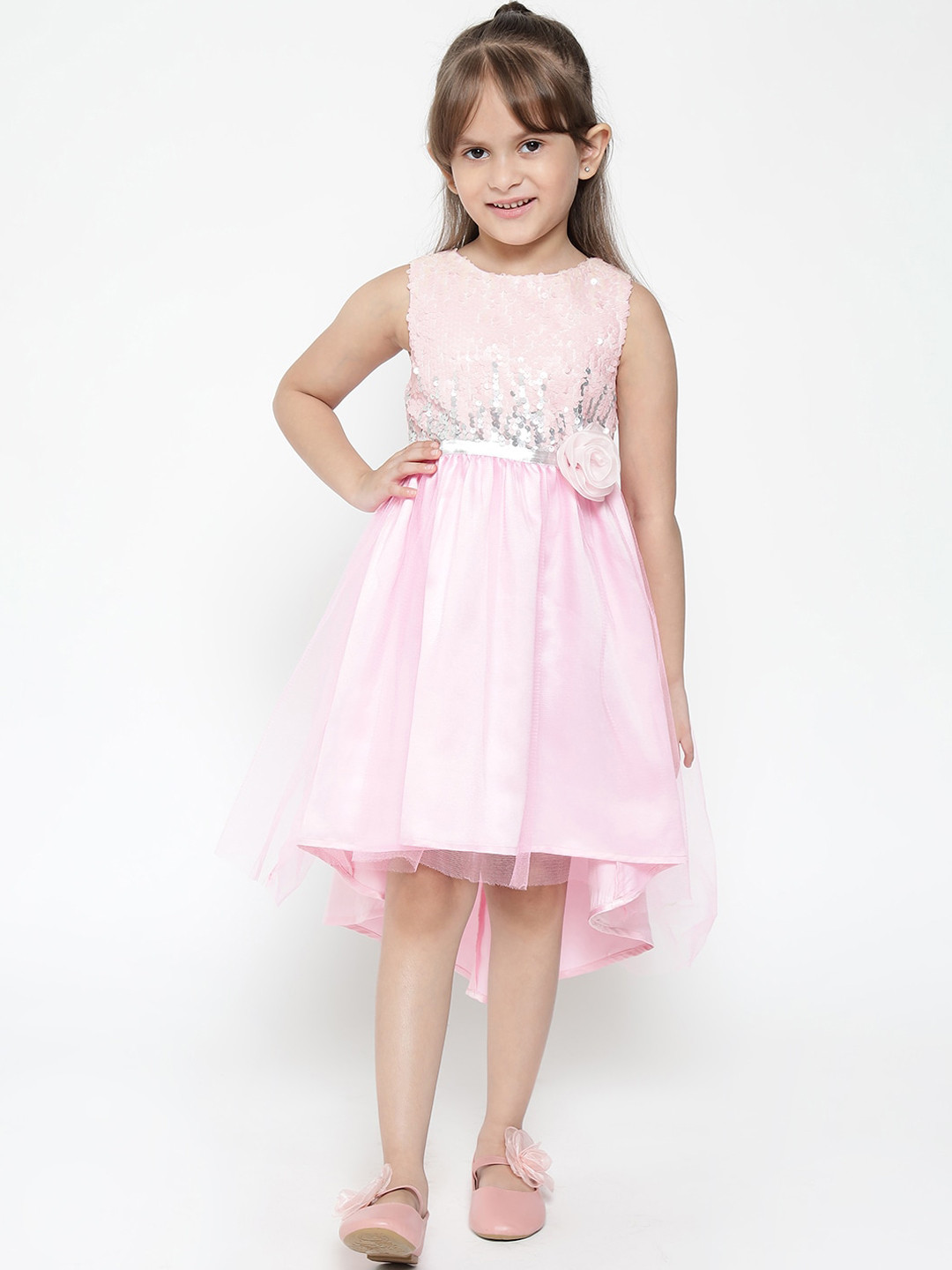 

Nauti Nati Girls Pink Net Embellished Dress