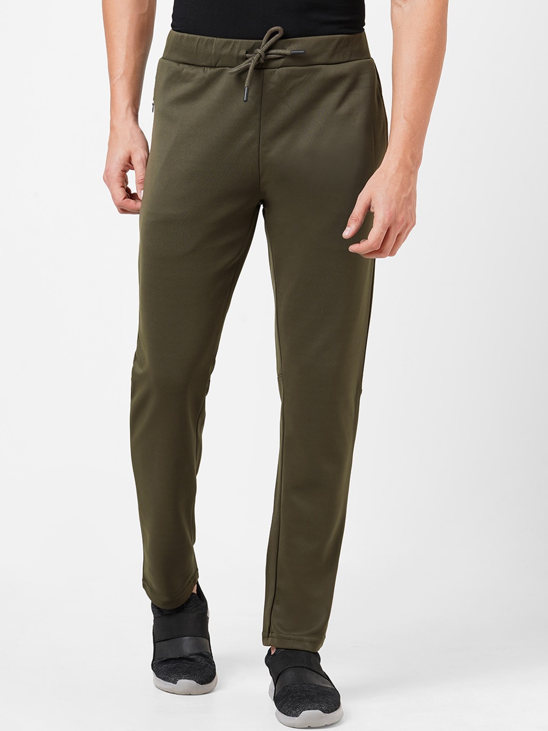 

VS by Sehwag Men Olive Green Solid Antimicrobial Track Pants