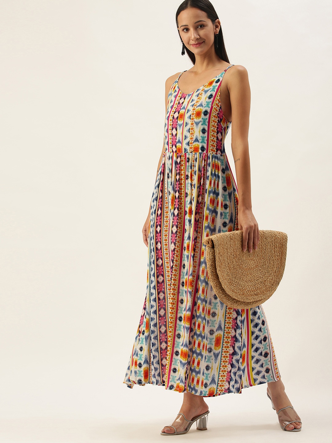 

SHECZZAR Multicoloured Aztec Print Maxi Dress, Multi