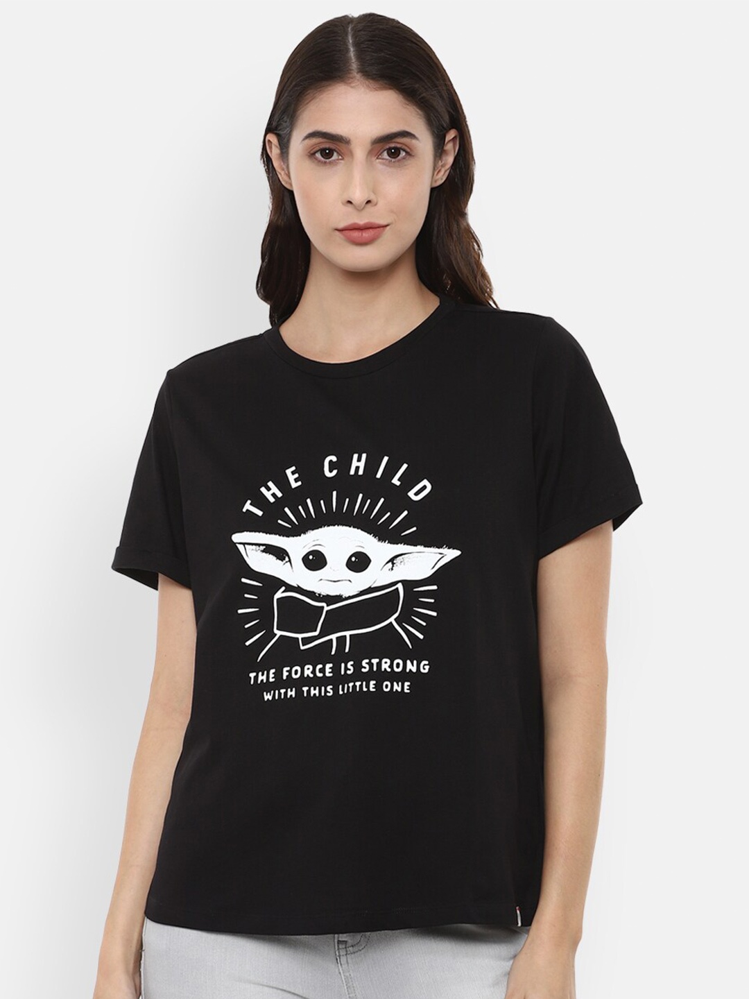 

Van Heusen Woman Women Black & White Printed Pure Cotton T-shirt