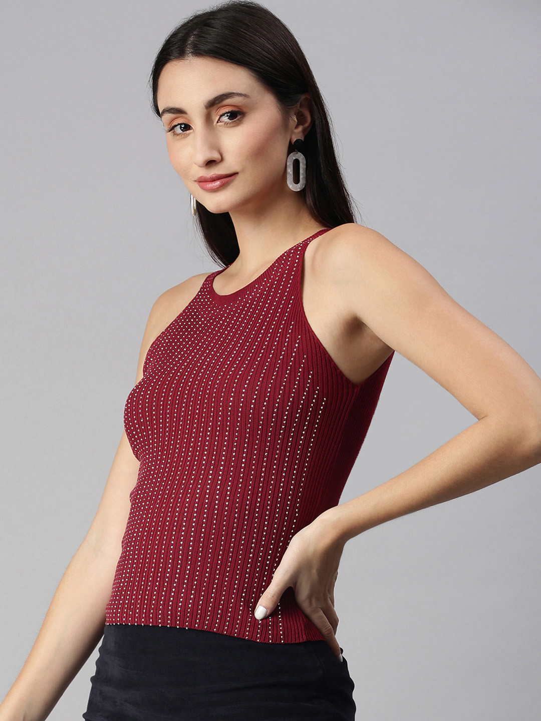 

XO LOVE Maroon Embellished Top