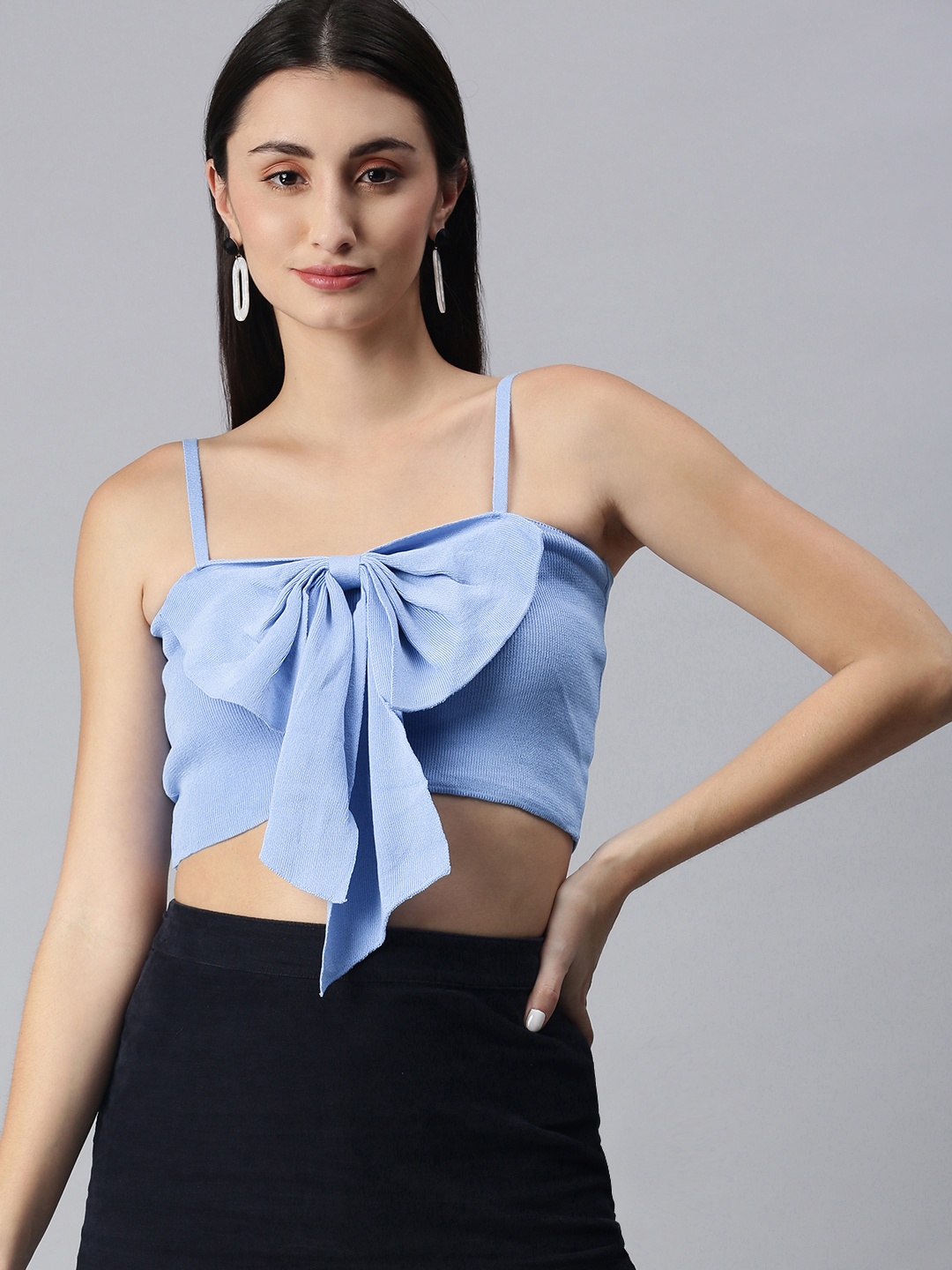 

XO LOVE Blue Fitted Crop Top