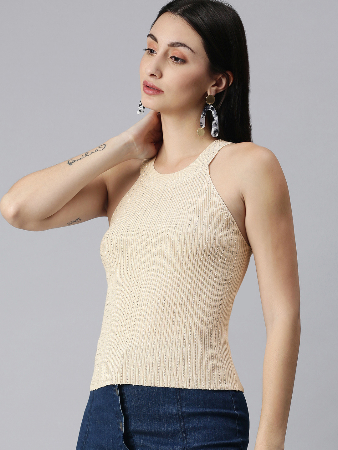 

XO LOVE Beige Embellished Top