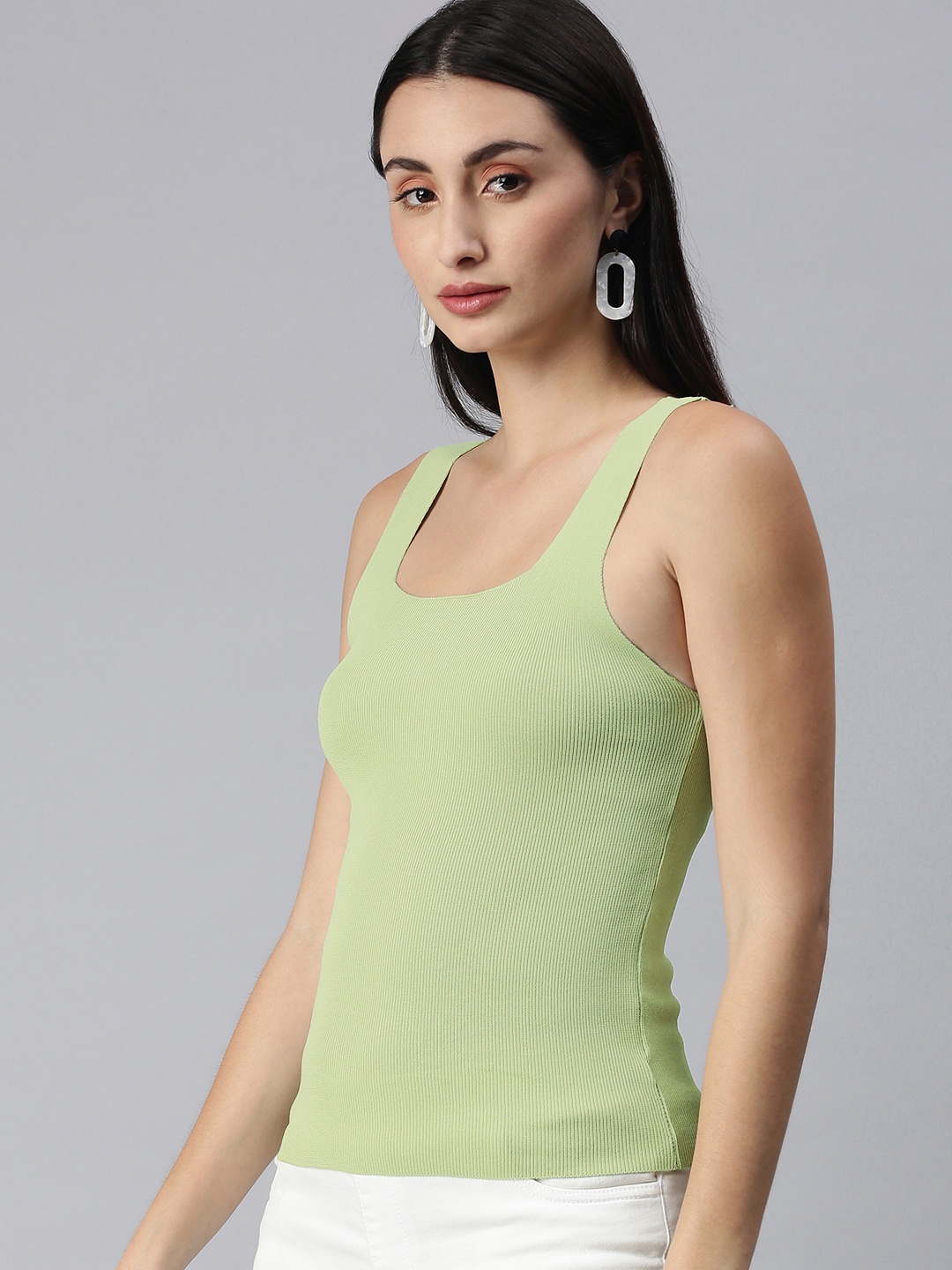 

XO LOVE Green Solid Regular Top
