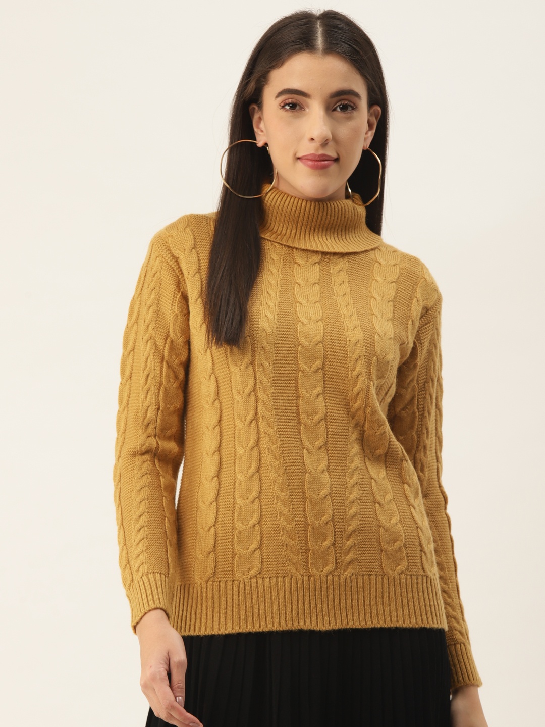 

BROOWL Women Mustard Yellow Wool Pullover