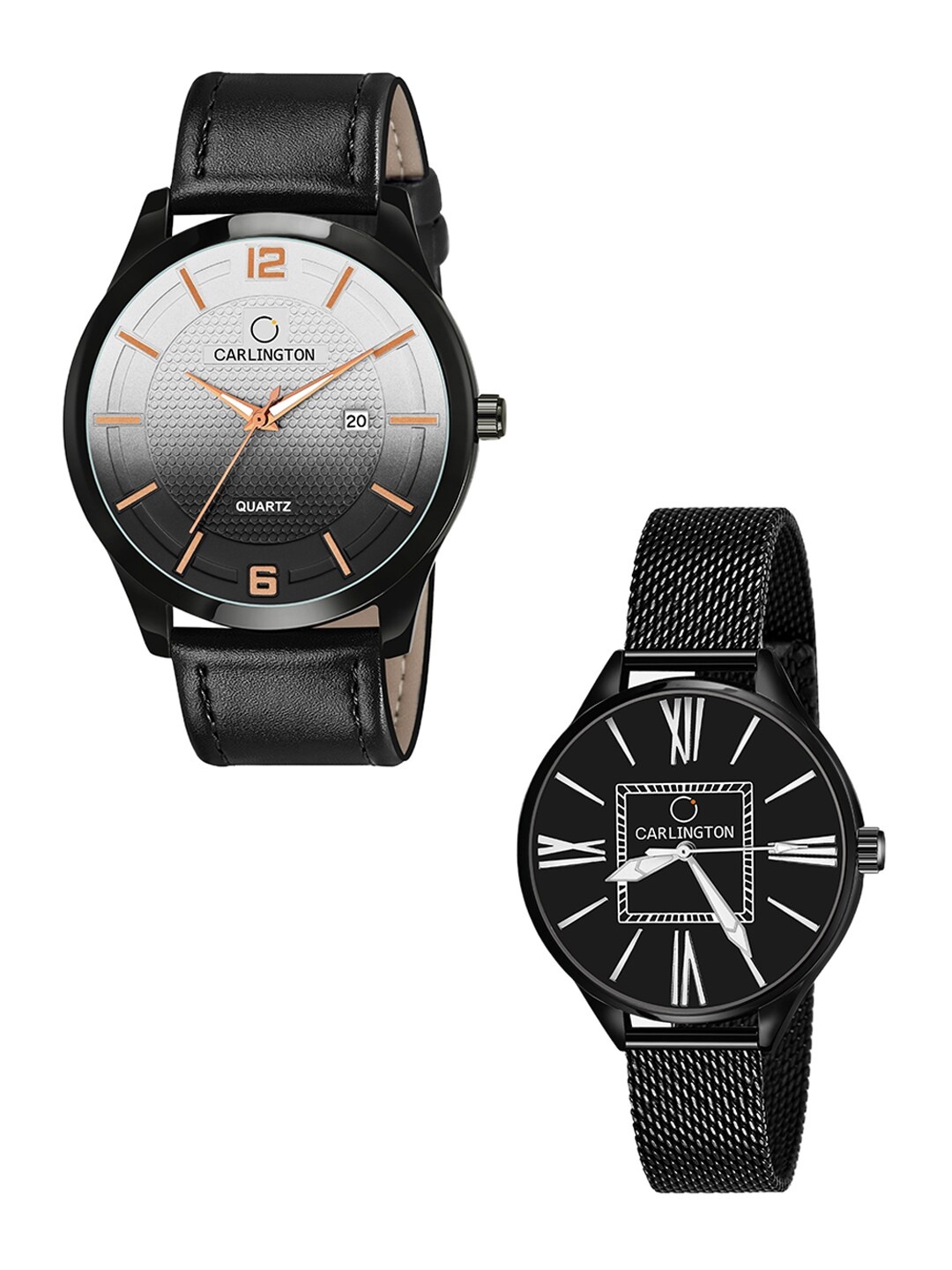 

CARLINGTON Unisex Multicoloured Dial & Multicoloured Leather Straps Analogue Watch Combo CT1010 Black -