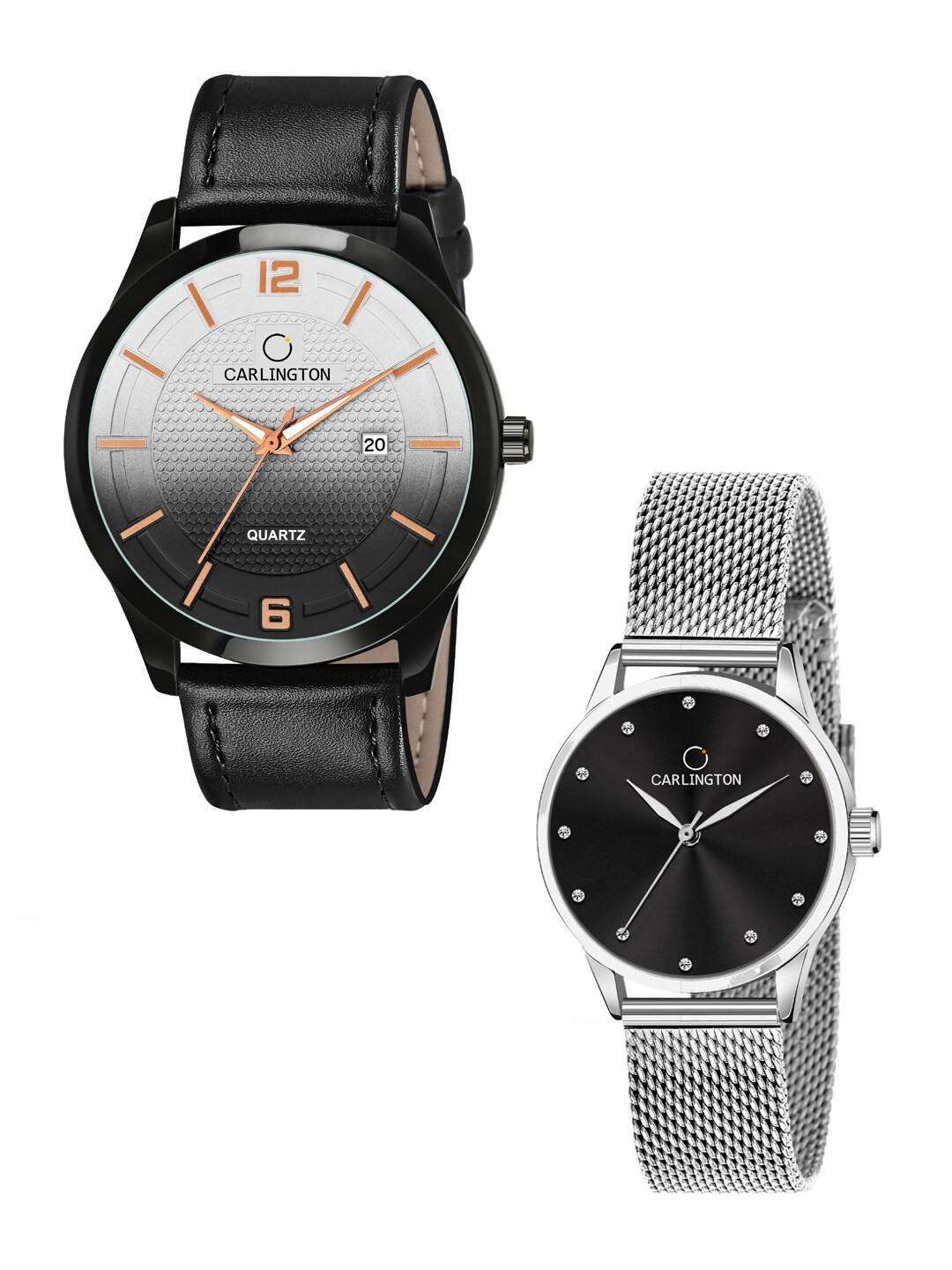

CARLINGTON Black His & Her Analogue Watch CT1010 CT2009