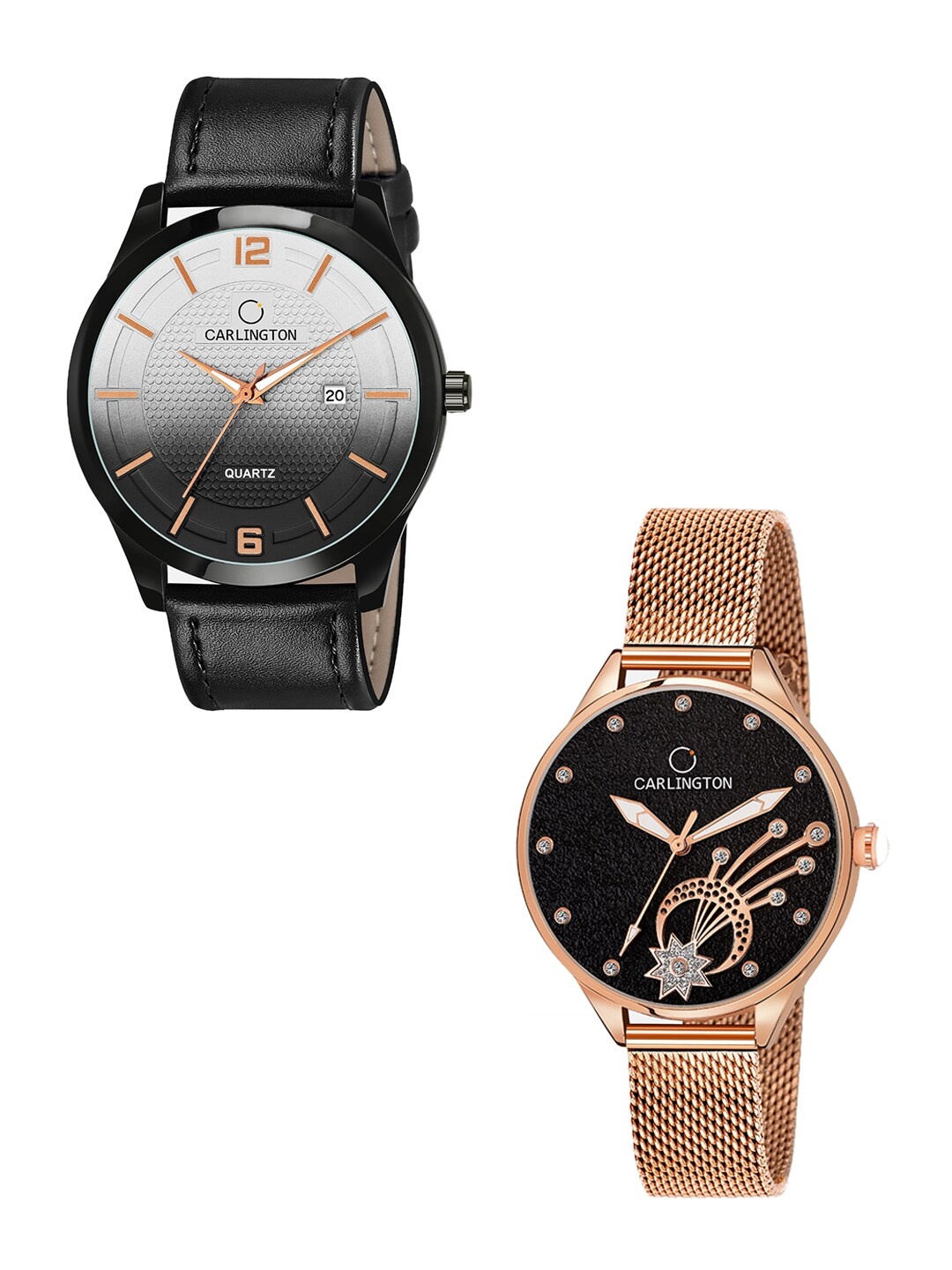 

CARLINGTON Black His & Her Analogue Watch CT1010 CT2020