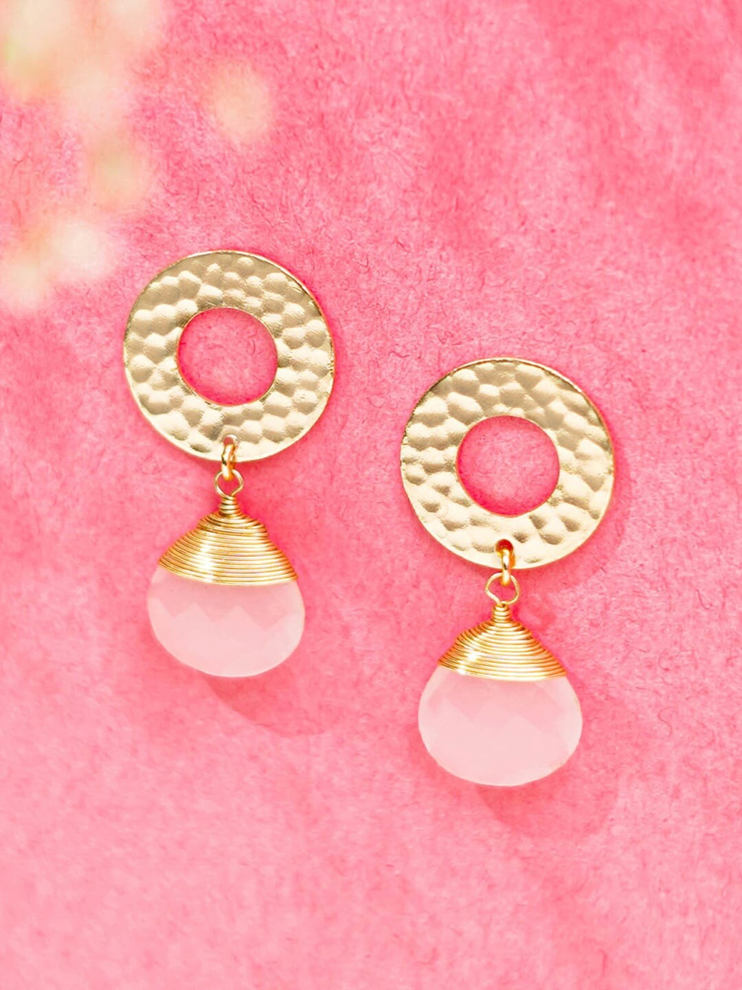 

Mikoto by FableStreet Gold-Toned Teardrop Shaped Drop Earrings