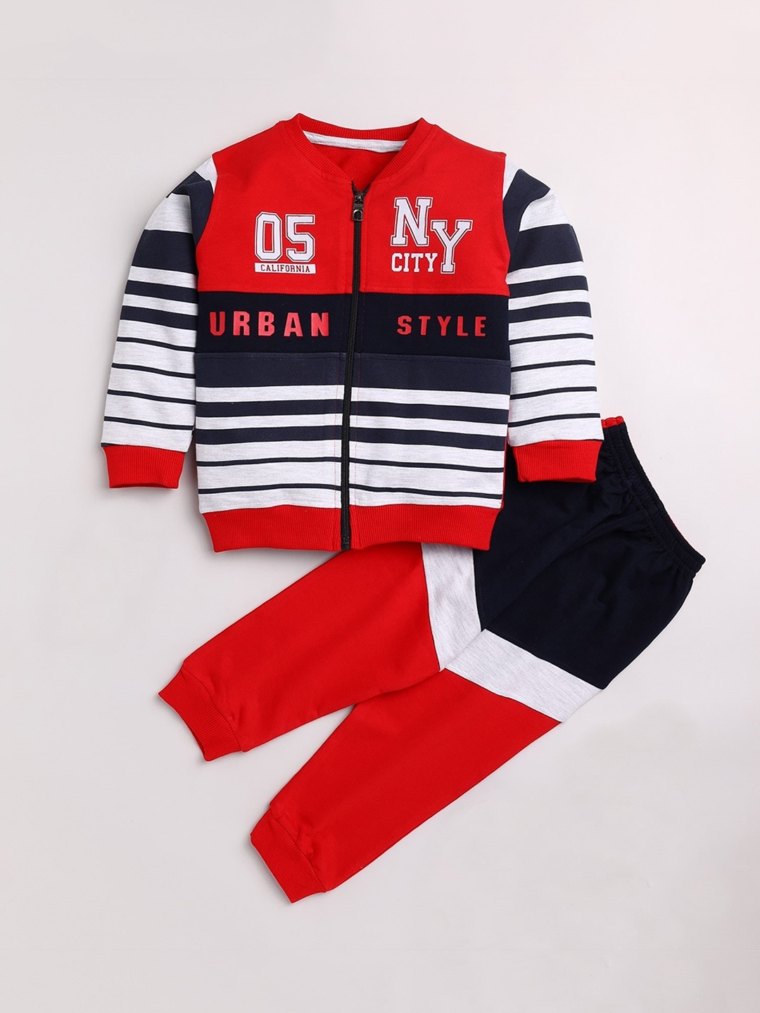 

Toonyport Boys Red & White Striped Cotton Track Suits