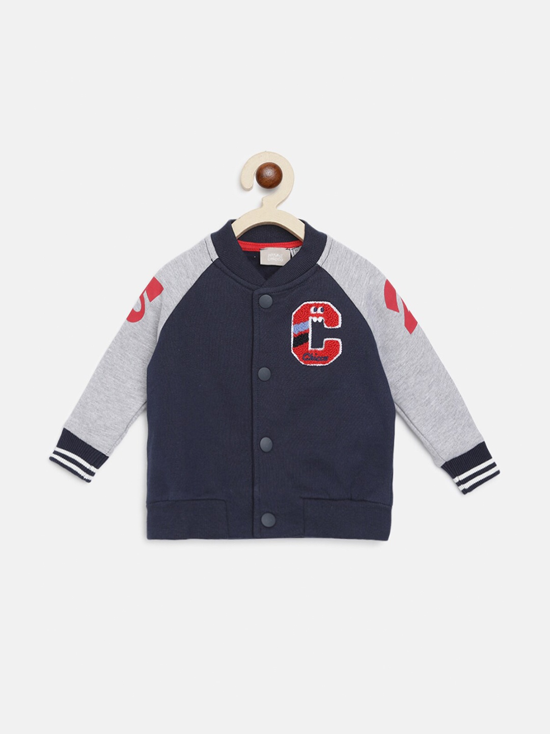 

Chicco Boys Blue & Grey Colourblocked Cardigan with Embroidered Detail