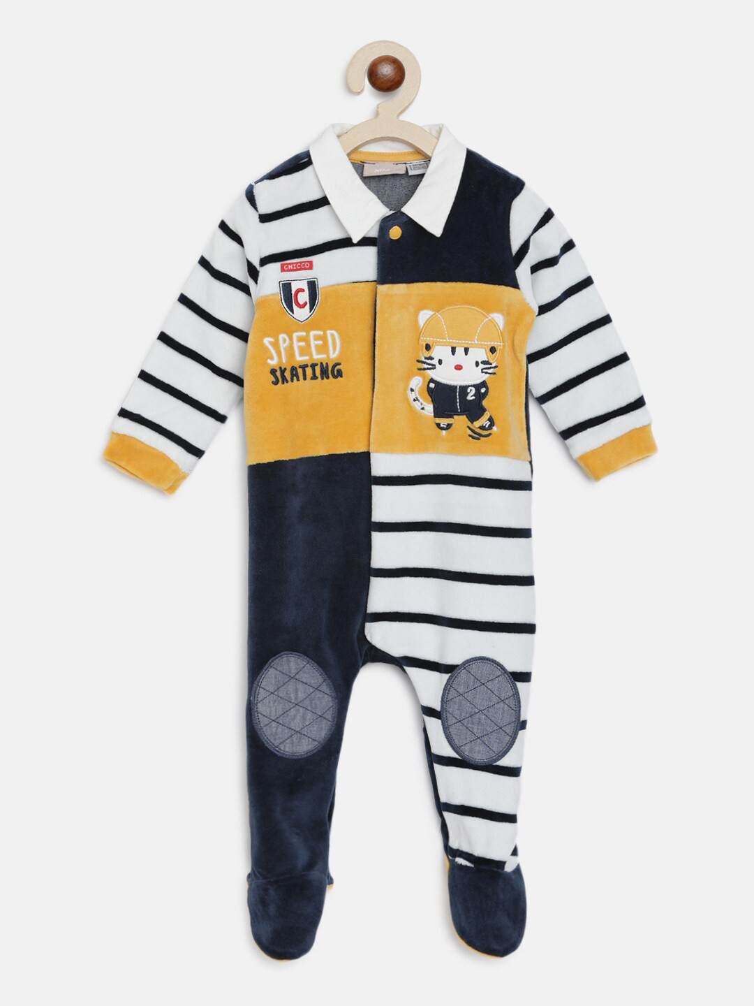 

Chicco Boys Blue & White Striped Sleepsuit