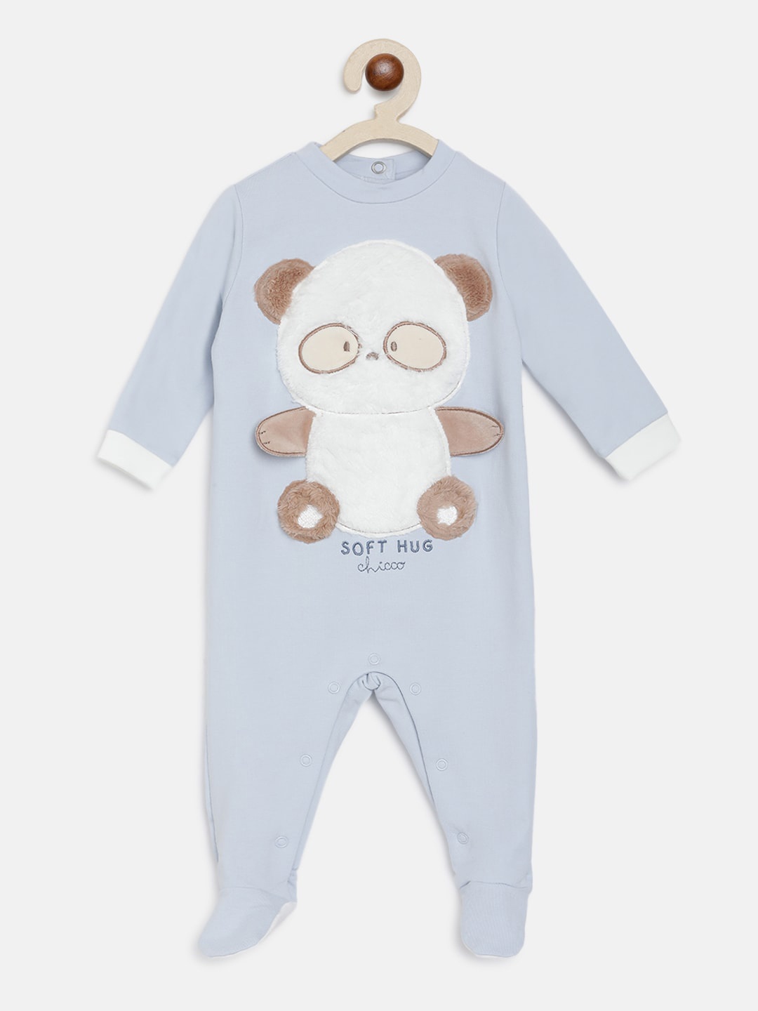 

Chicco Infant Boys Blue & White Embroidered Sustainable Sleepsuit