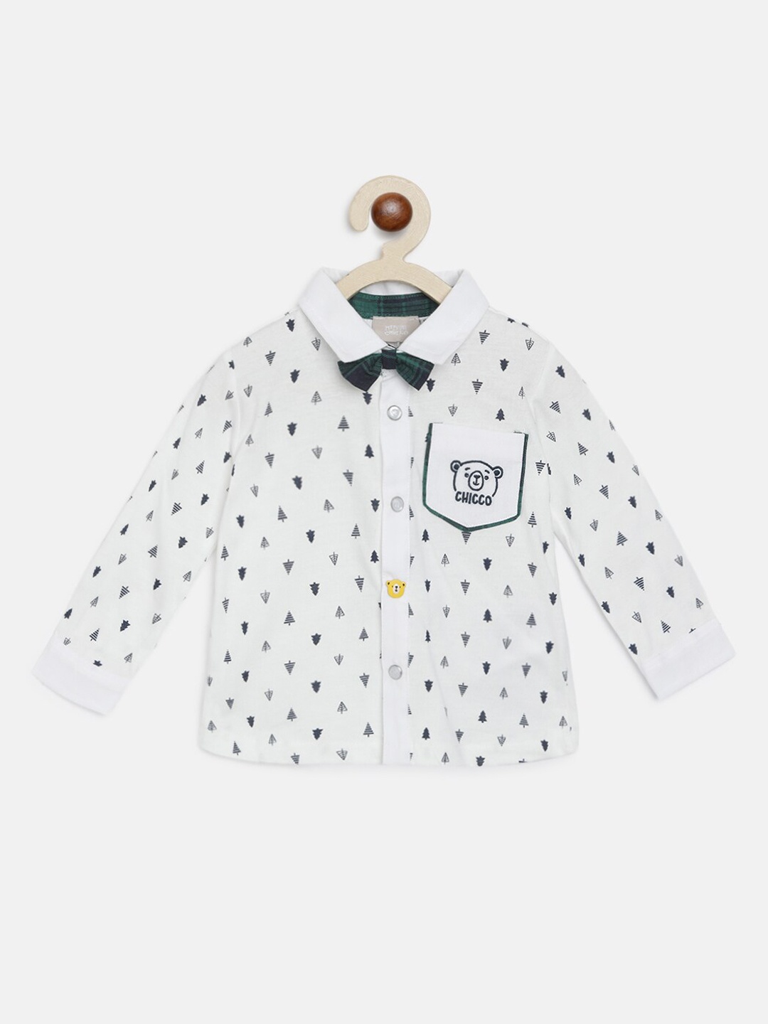 

Chicco Boys White Opaque Printed Party Shirt