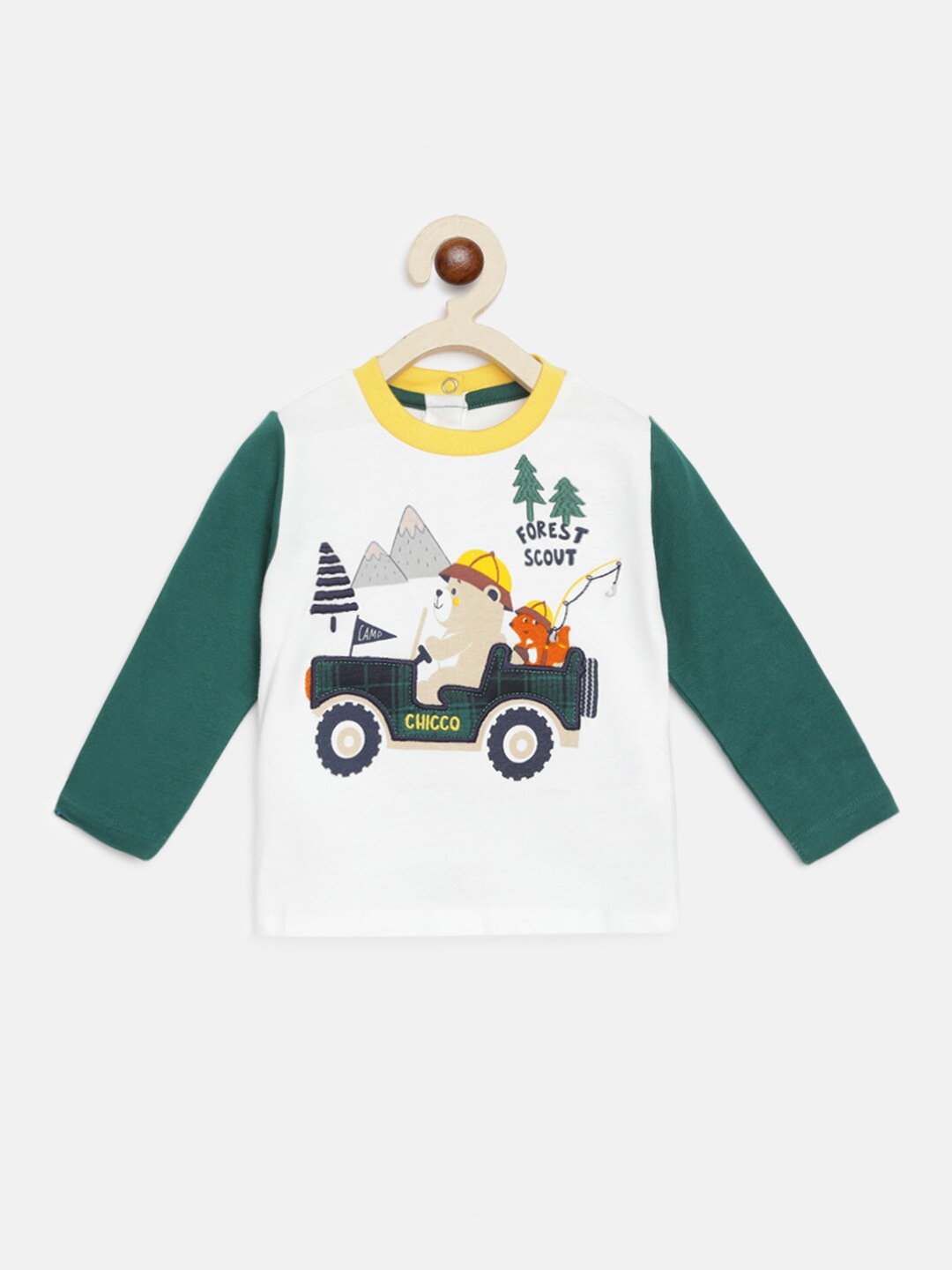 

Chicco Boys White & Green Printed Pure Cotton T-shirt