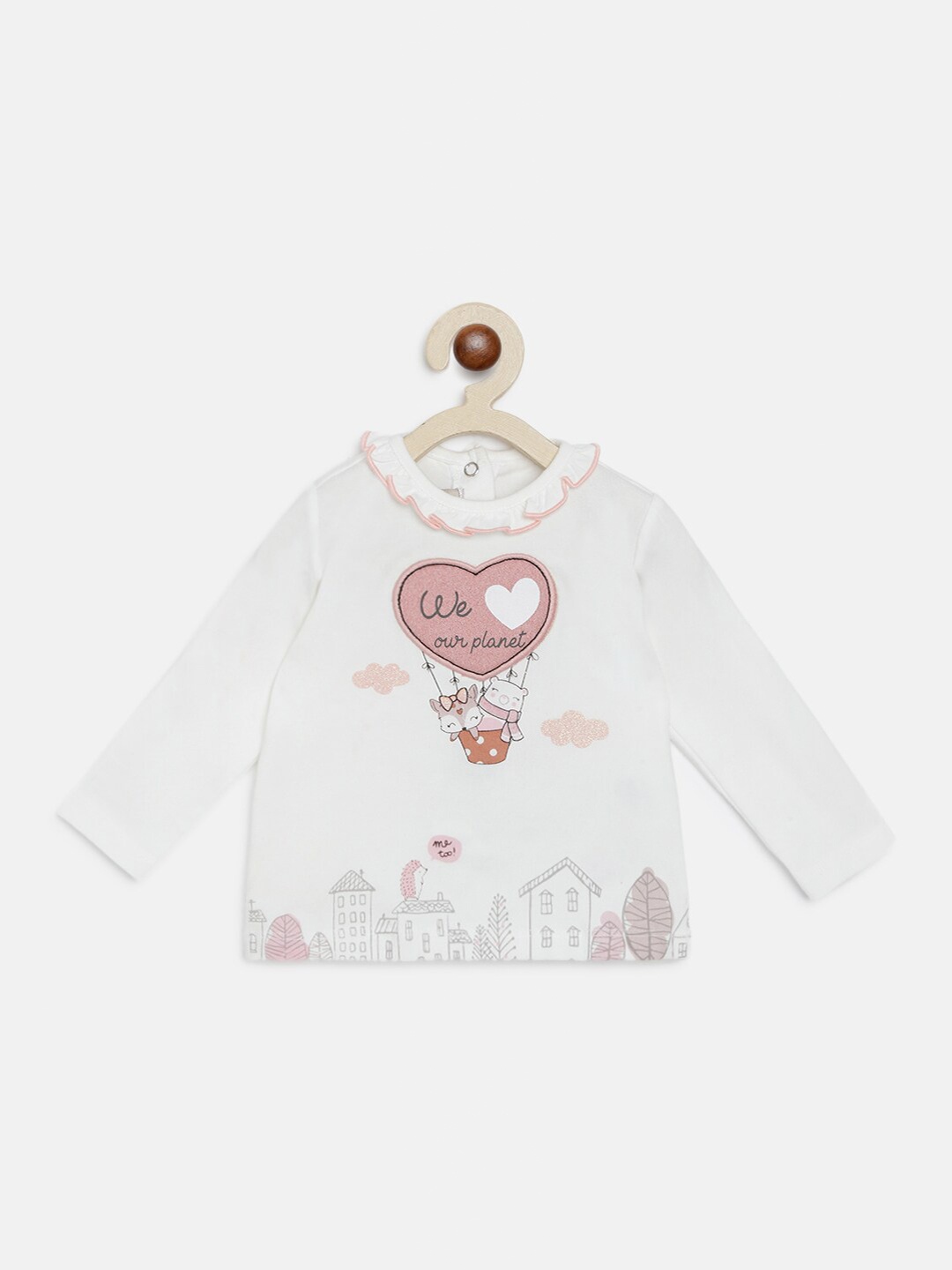 

Chicco Girls White Printed Applique T-shirt