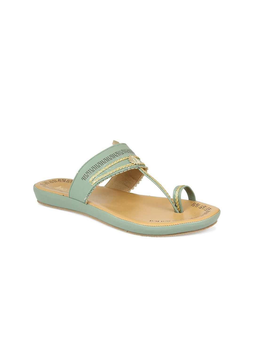 

Inc 5 Women Green Ethnic One Toe Flats with Laser Cuts