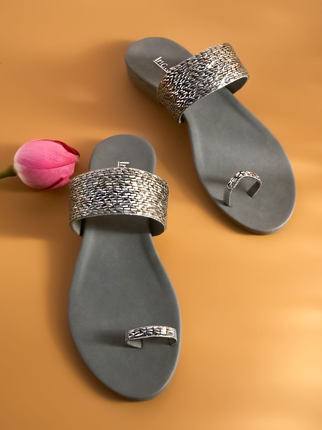 

Inc 5 Grey Ethnic Embellished Block Sandals