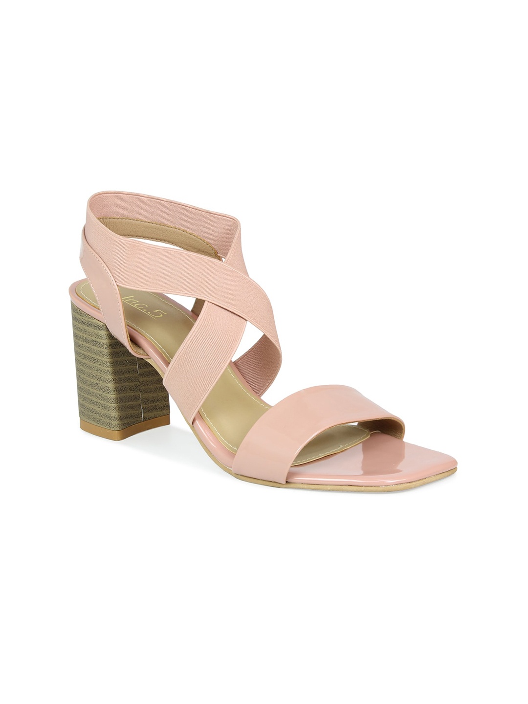 

Inc 5 Peach-Coloured Block Sandals with Buckles