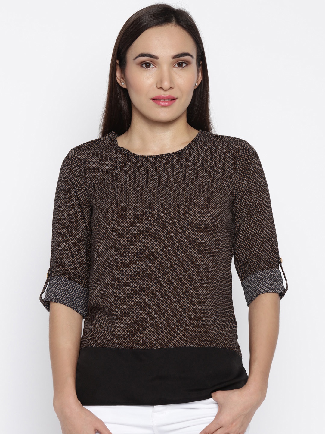 

Annabelle by Pantaloons Women Brown Printed Top