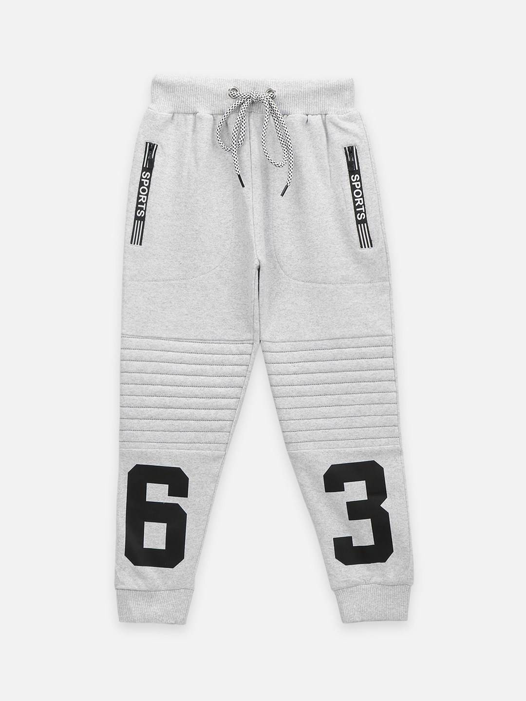 

LilPicks Boys Grey & Black Printed Relaxed-Fit Cotton Joggers