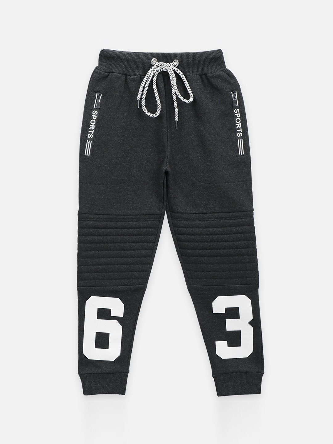 

LilPicks Boys Printed Relaxed-Fit Fleece Joggers, Charcoal