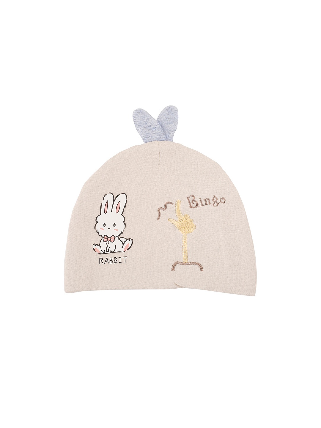 

Baby Moo Unisex Kids Beige & Grey Bingo Bunny Printed Beanie