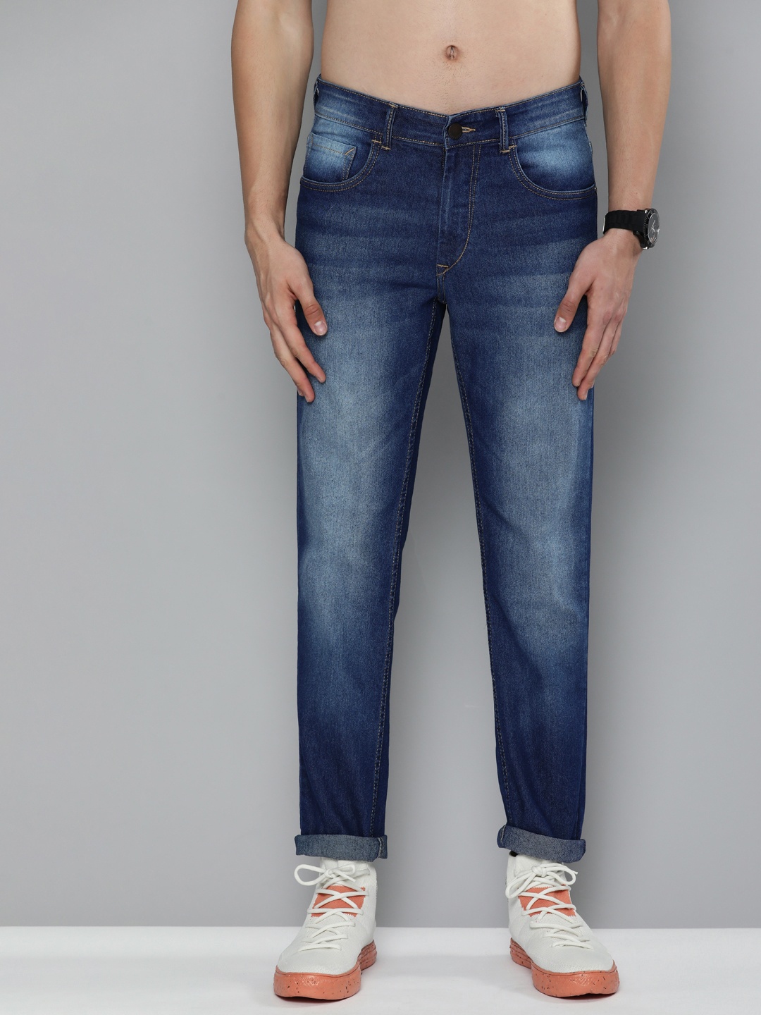 

HERE&NOW Men Blue Slim Fit Mid-Rise Light Fade Stretchable Jeans