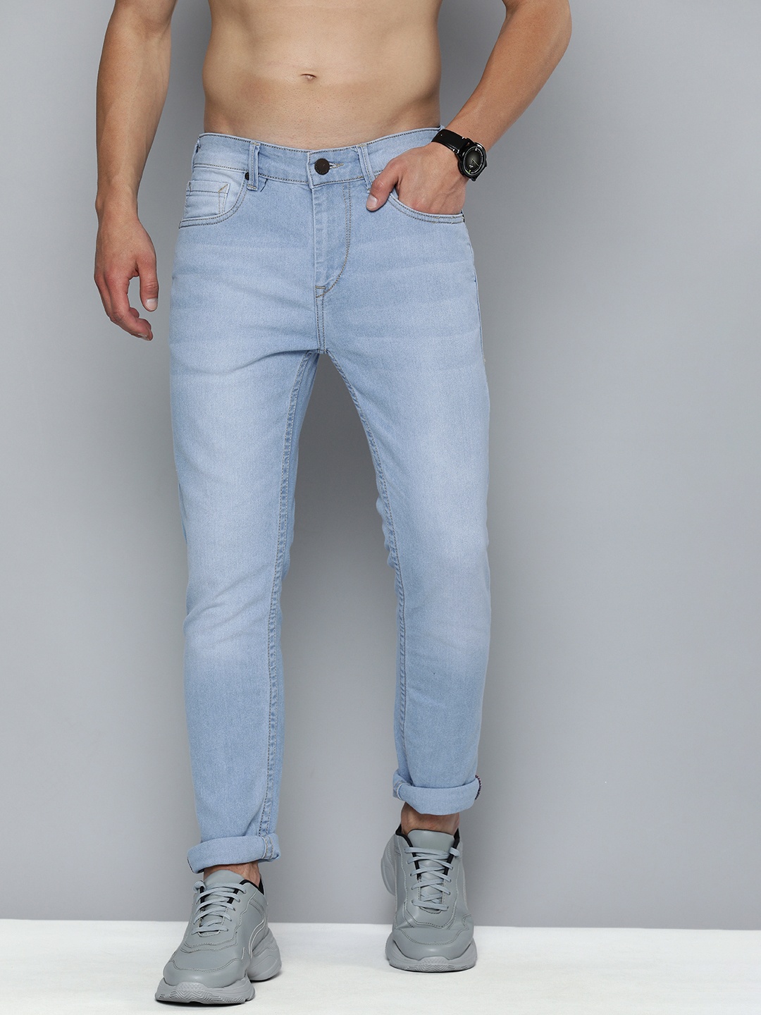 

HERE&NOW Men Blue Skinny Fit Heavy Fade Mid-Rise Stretchable Jeans