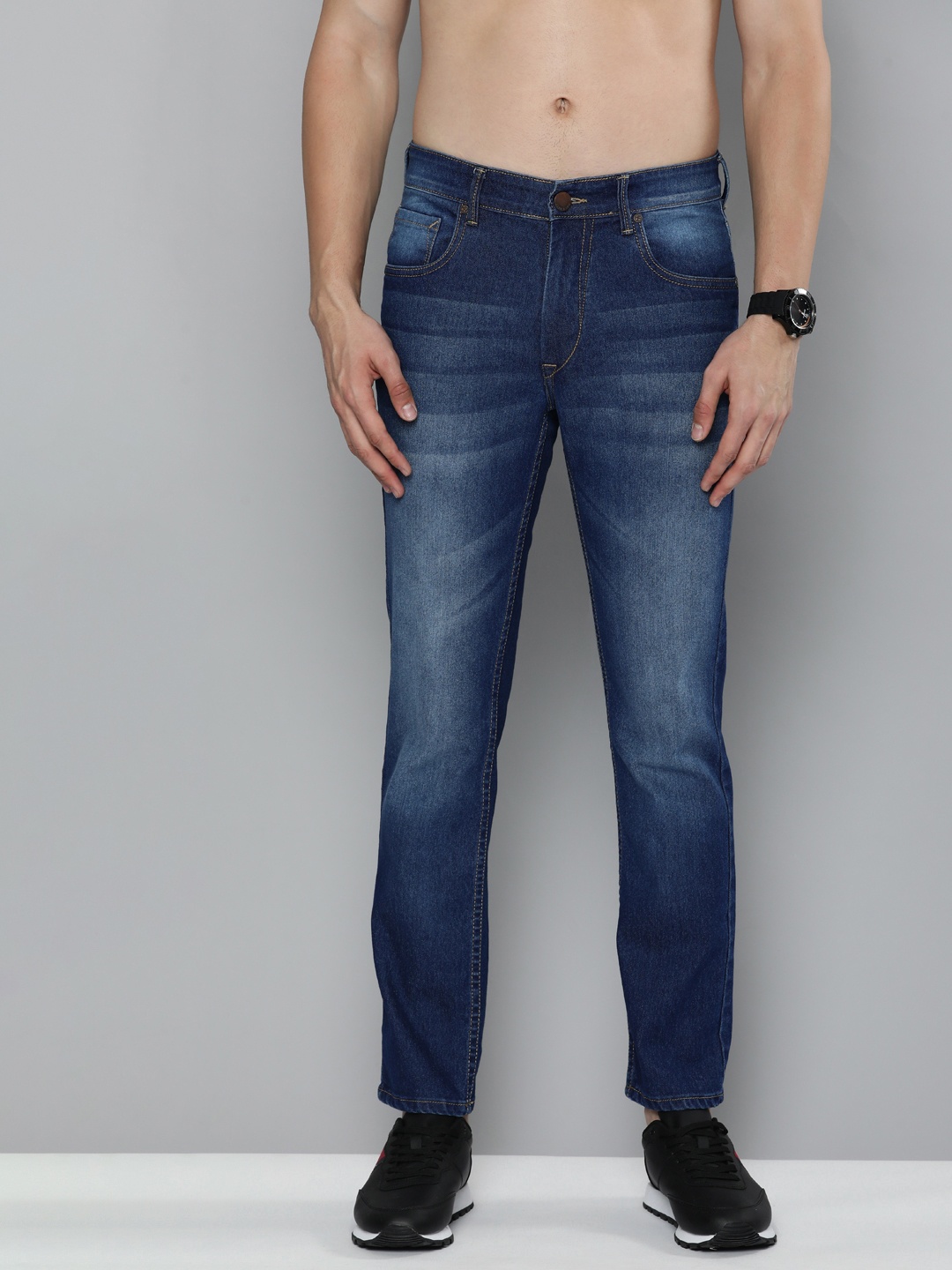 

HERE&NOW Men Blue Slim Fit Mid-Rise Heavy Fade Stretchable Jeans