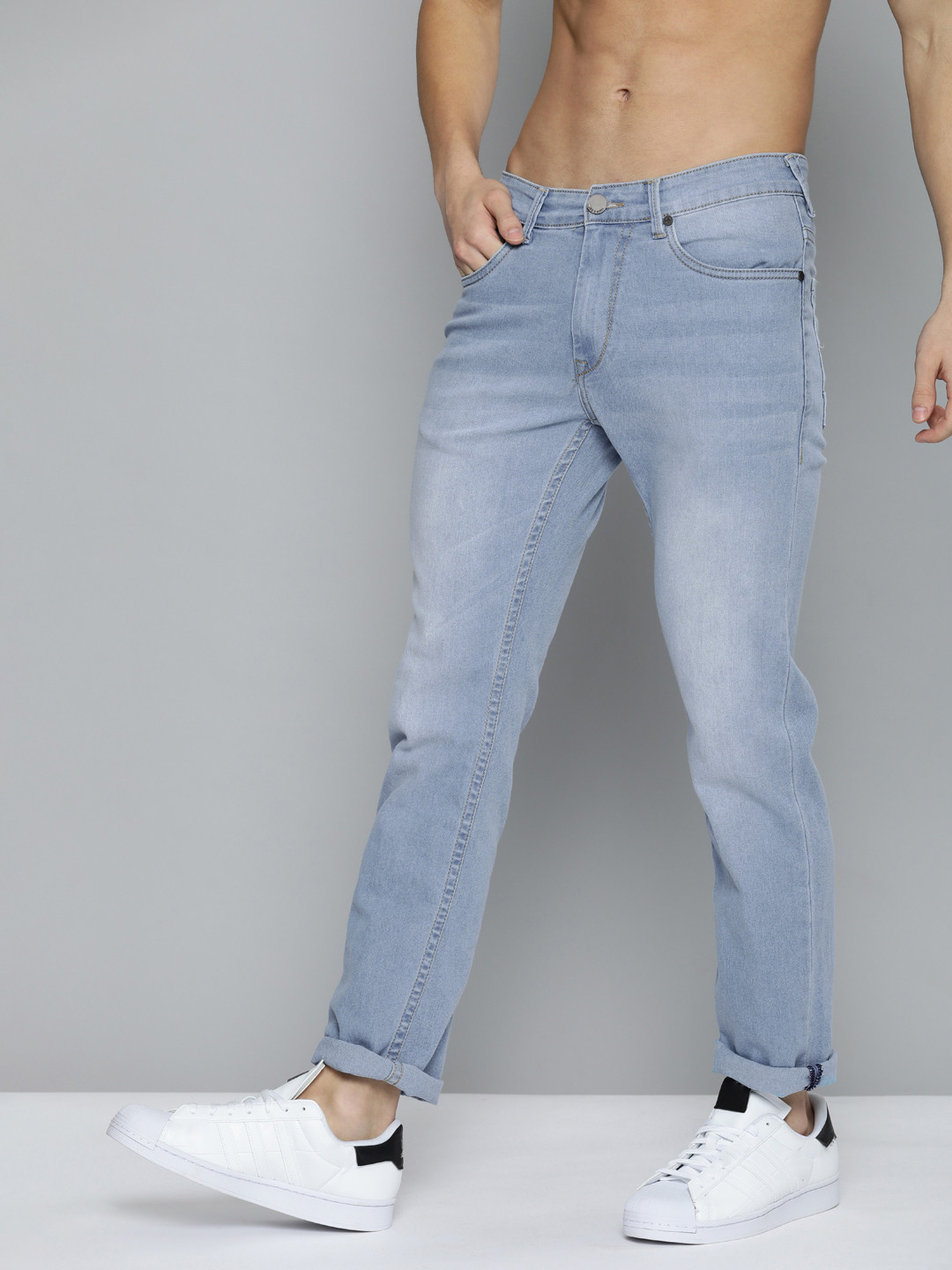 

HERE&NOW Men Blue Slim Fit Light Fade Mid Rise Jeans
