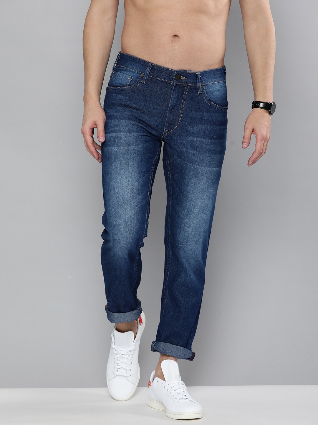 

HERE&NOW Men Blue Light Fade Stretchable Jeans