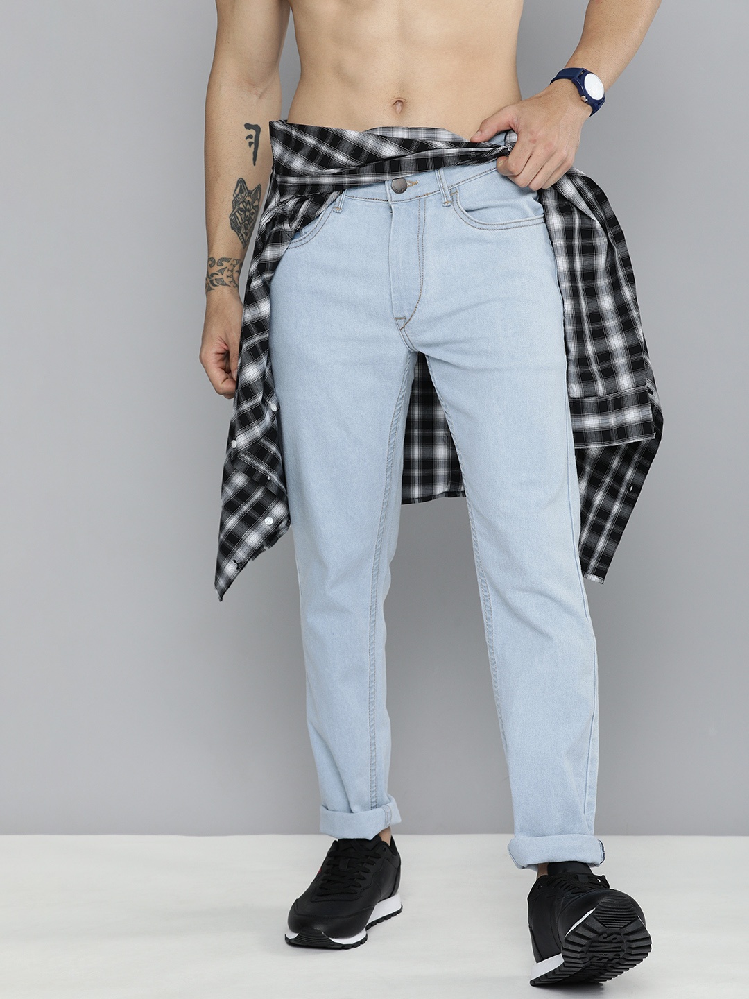 

HERE&NOW Men Light Blue Slim Fit Mid-Rise Clean Look Jeans