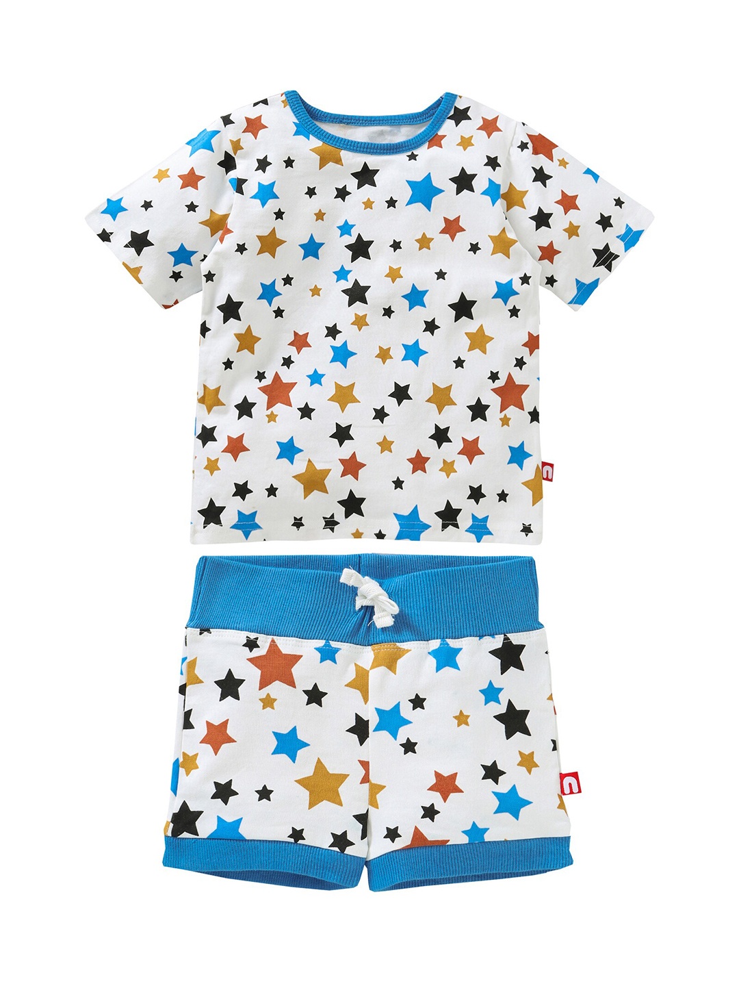

Nino Bambino Boys White & Blue Organic Cotton Printed Clothing Set