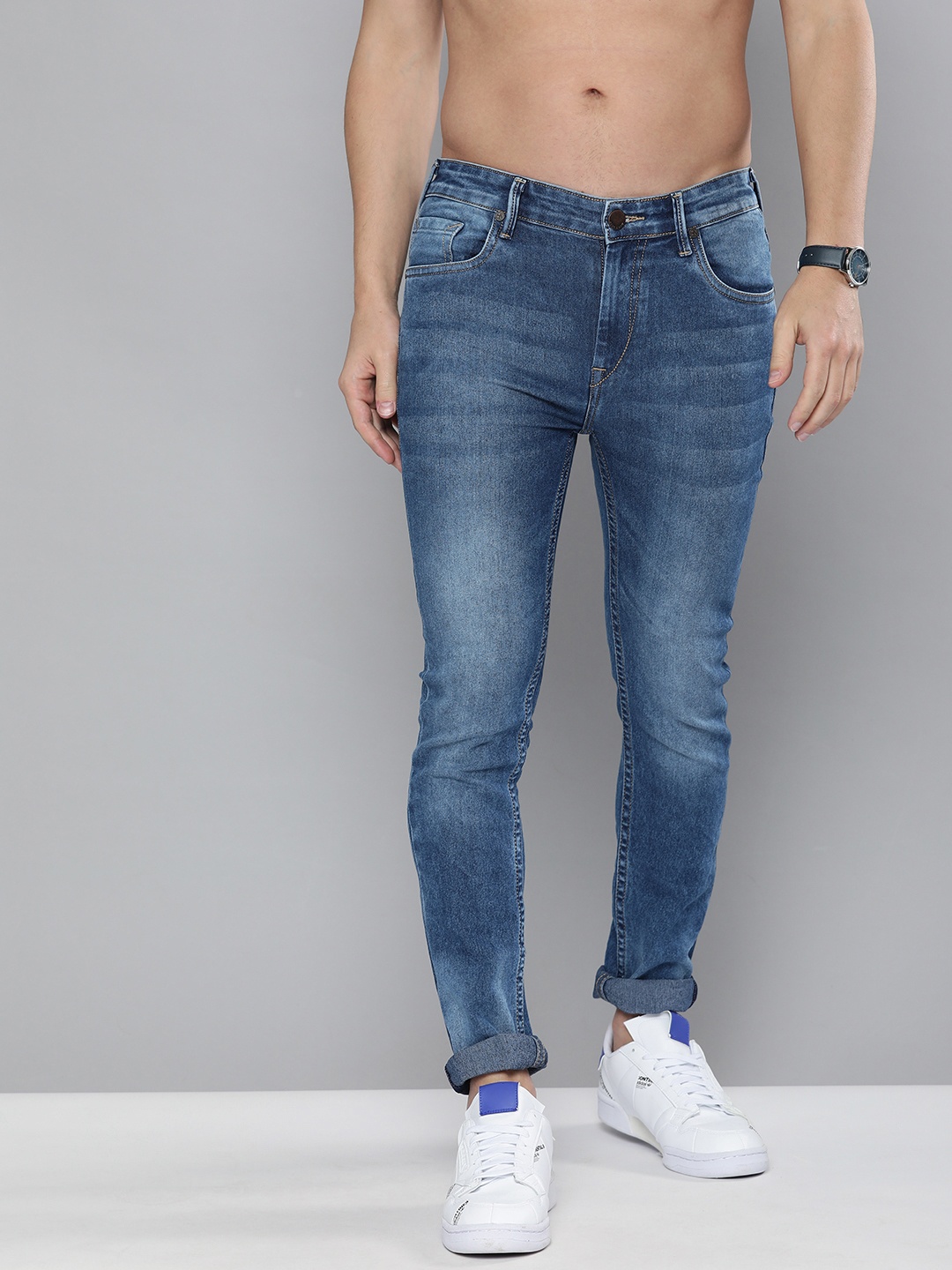 

HERE&NOW Men Blue Skinny Fit Heavy Fade Stretchable Jeans