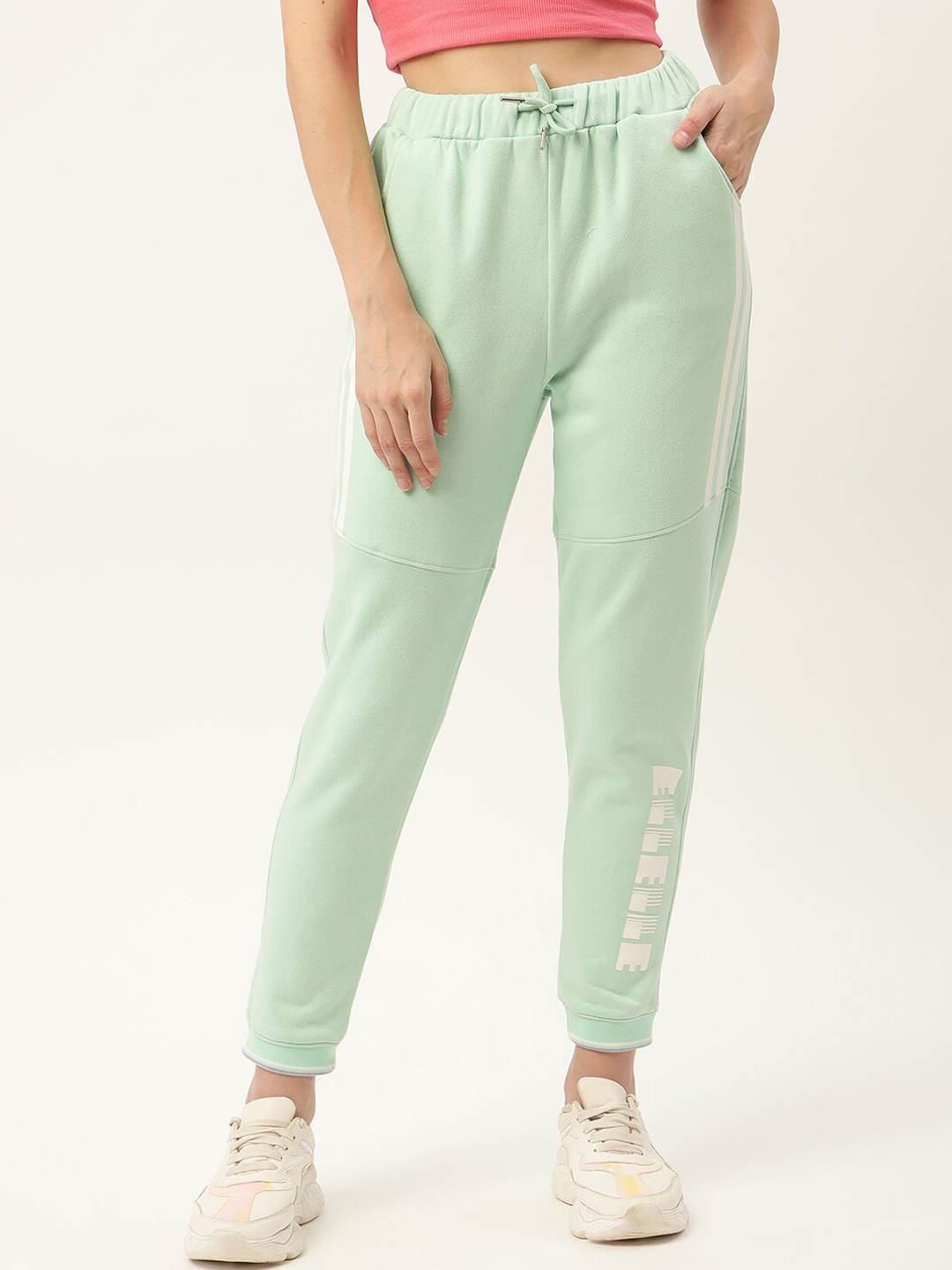 

ELLE Women Green Solid Pure Cotton Joggers
