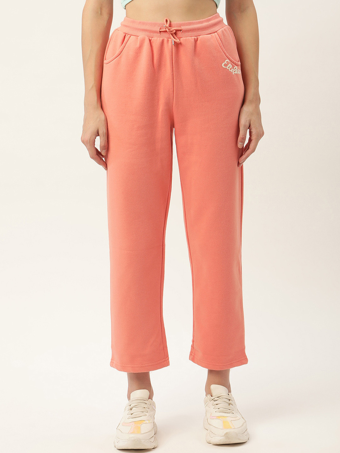 

ELLE Women Peach Solid Pure Cotton Track Pants