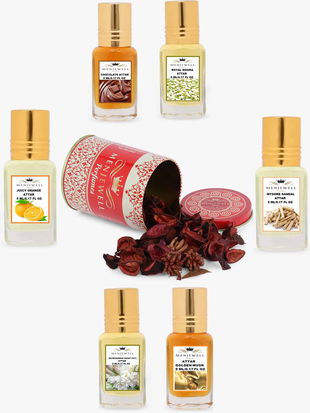 

Menjewell Combo of 6 Attar, Transparent