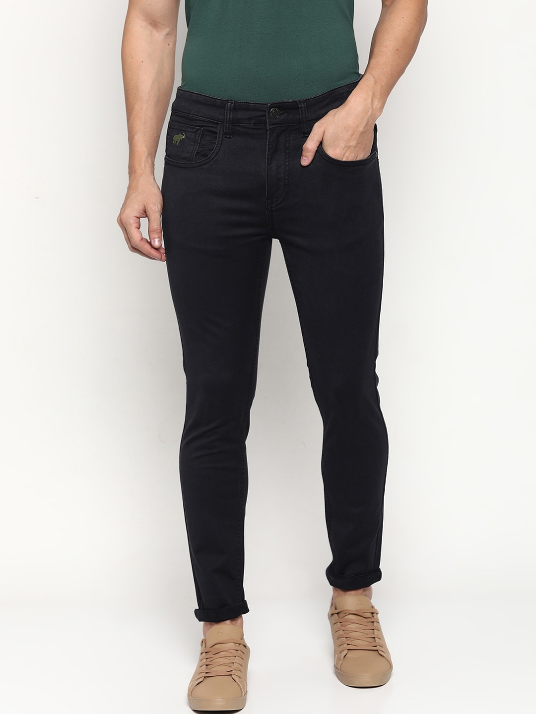 

RUG WOODS Men Black Shade Stretchable Ankle Fit Jeans