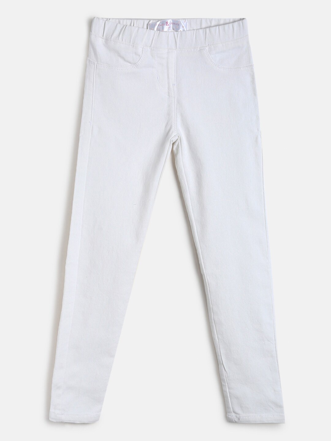 

TALES & STORIES Girls White Solid Slim-Fit Jeggings