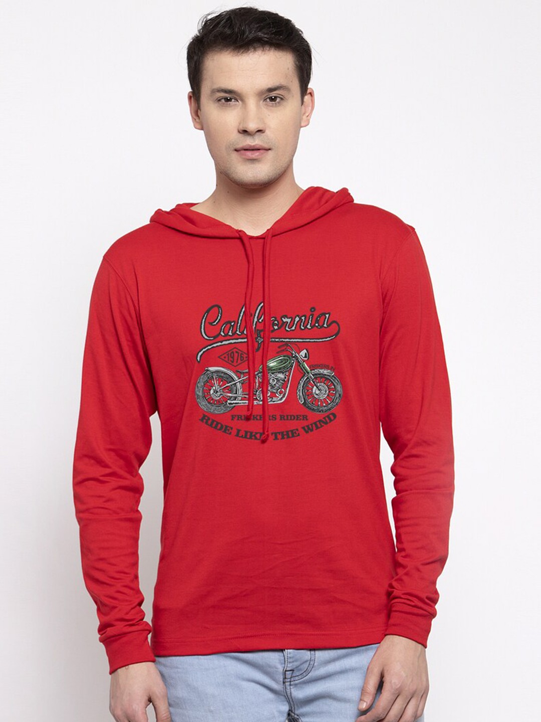 

Friskers Men Red Typography Printed Applique T-shirt