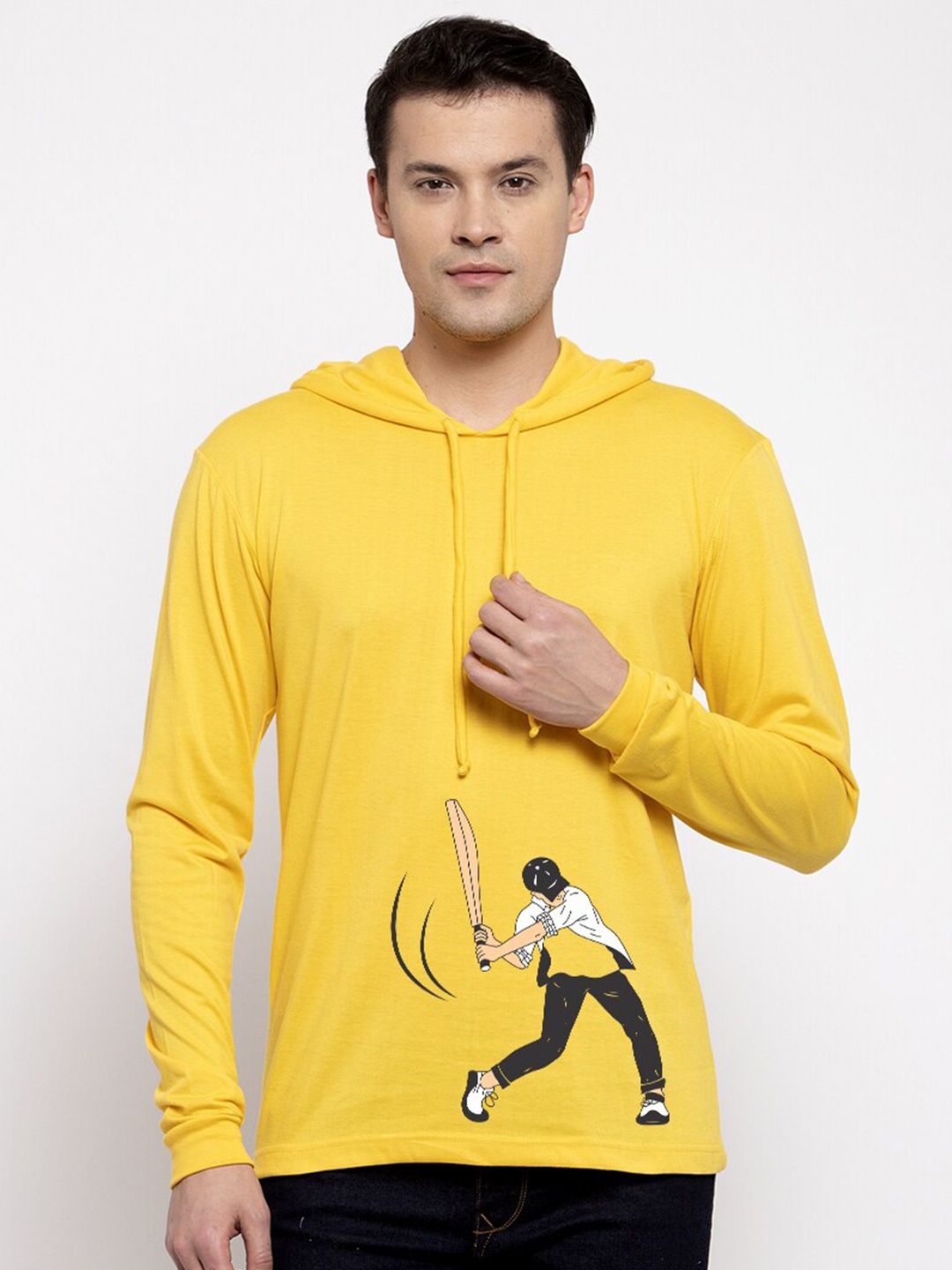 

Friskers Men Yellow Printed T-shirt