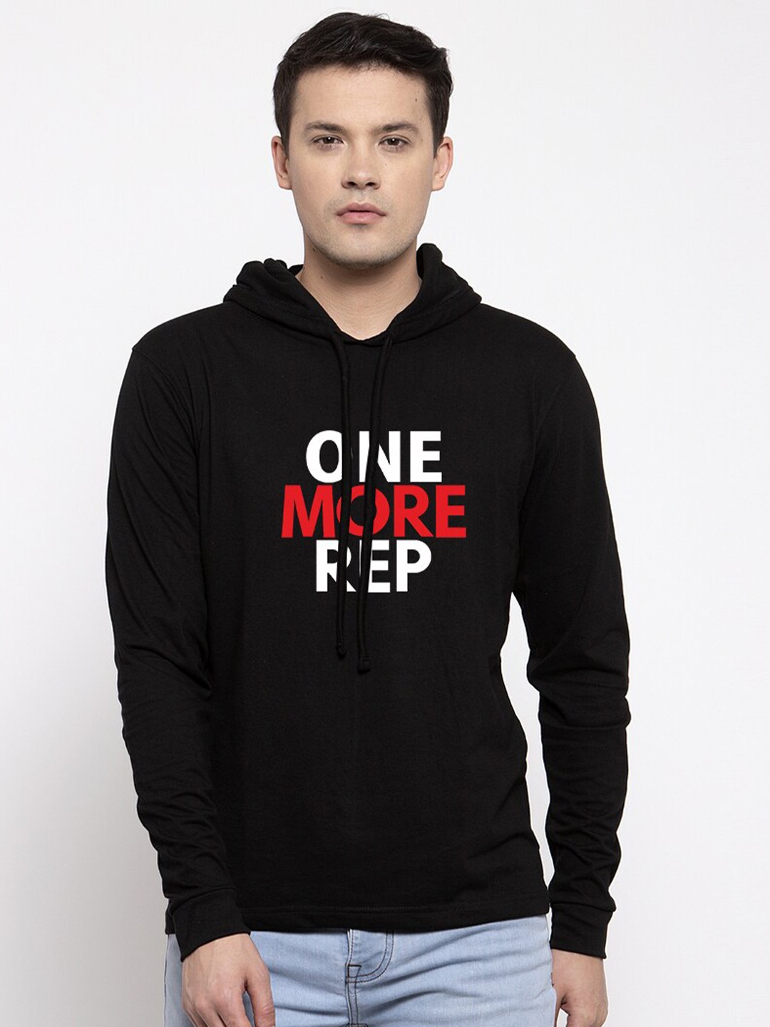 

Friskers Men Black Typography Printed Hooded T-shirt